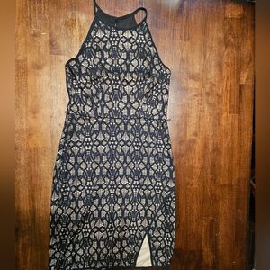 ❤️Bisou Bisou Elegant Black and Cream Midi Dress